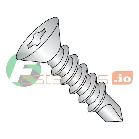 Self-Drilling Screw, #10 X 7/8 In, 18-8 Stainless Steel Flat Head Phillips Drive, 4000 PK